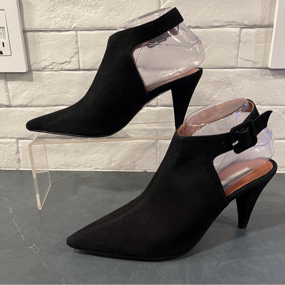 NEW Topshop sz 6.5 Jest black suede pointy heels - Picture 2 of 15